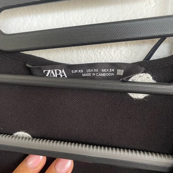 Zara Black and White Polka Dot Long Sleeve Dress - Picture 3 of 5